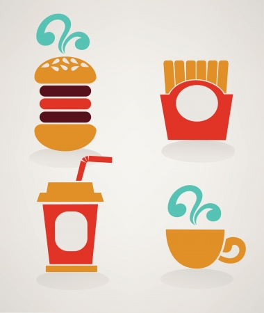 images of fast food in retro styleのイラスト素材