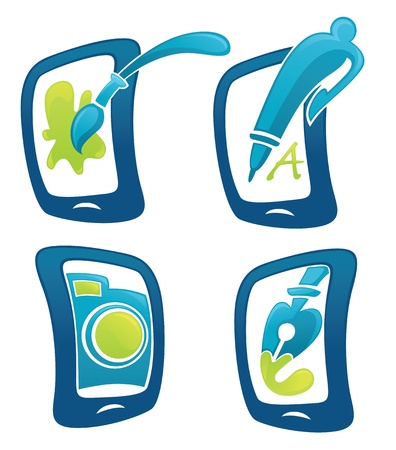 techological collection of signs and symbolsのイラスト素材