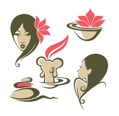 beauty and spa symbolsのイラスト素材