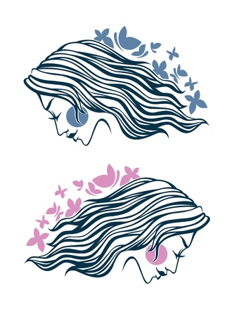 illustration of woman facesのイラスト素材