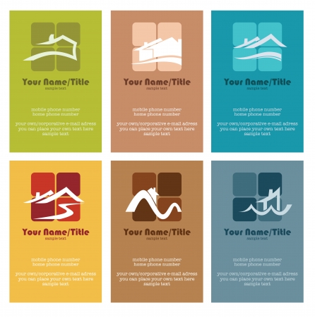 collection property and real estate colorful business cardsのイラスト素材
