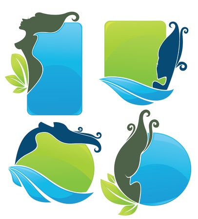ecological and beauty stickersのイラスト素材