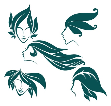 woman faces in eco styleのイラスト素材