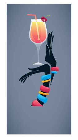 background with drinks and hands imageのイラスト素材