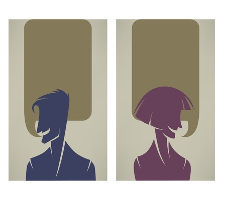 two banners with people silhouettesのイラスト素材