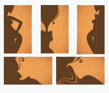 vector background with woman silhouettesのイラスト素材
