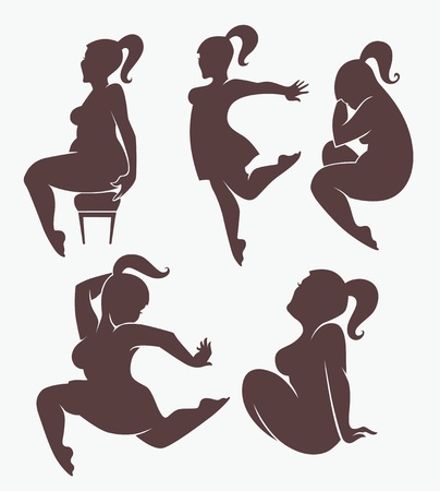 vector collection of woman silhouettesのイラスト素材