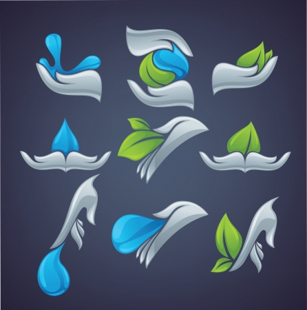 vector collection of ecological symbols and signsのイラスト素材