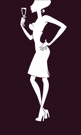 vector commercial background with images of drink and girl silhouetteのイラスト素材