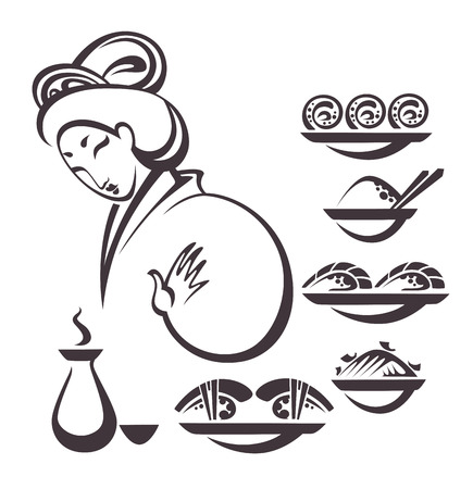 traditional food, vector collectionのイラスト素材