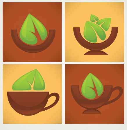 icons and emblems of organic food and drinkのイラスト素材