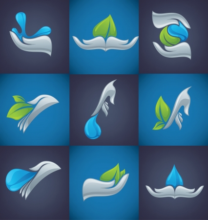 vector collection of ecological symbols and signsのイラスト素材