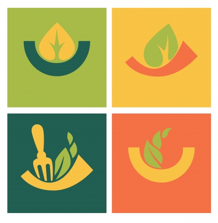 vector collection of eco food iconsのイラスト素材