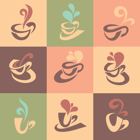 vector collection of coffee and tea iconsのイラスト素材