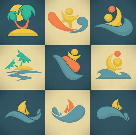 collection of summer emblemsのイラスト素材