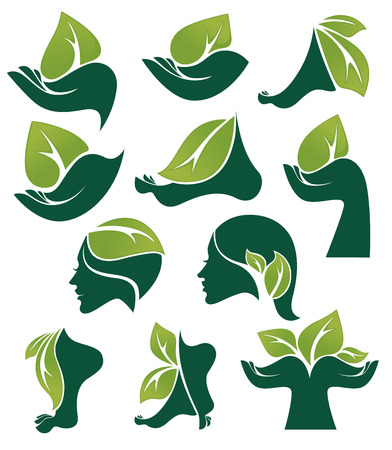 collection of ecological and natural beauty symbols and signsのイラスト素材