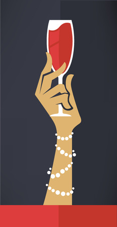 vector commercial background with image of glass and handのイラスト素材