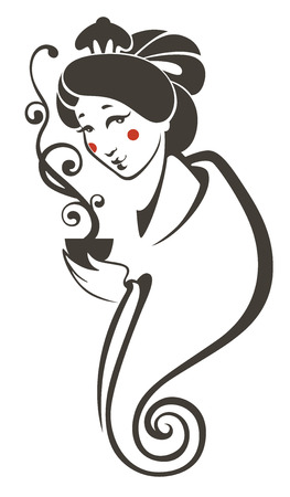 vector commercial background with japanese girl silhouette for your menuのイラスト素材