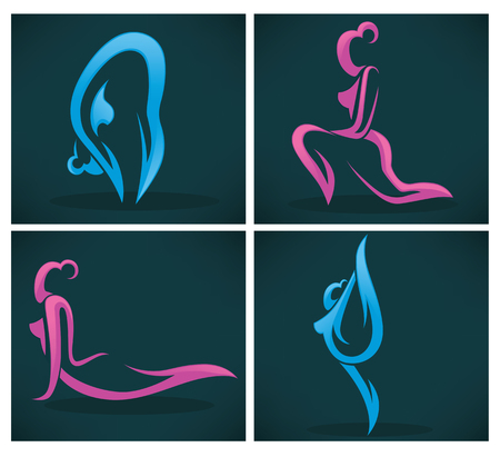 vector collection of emblem on dark backgroundのイラスト素材