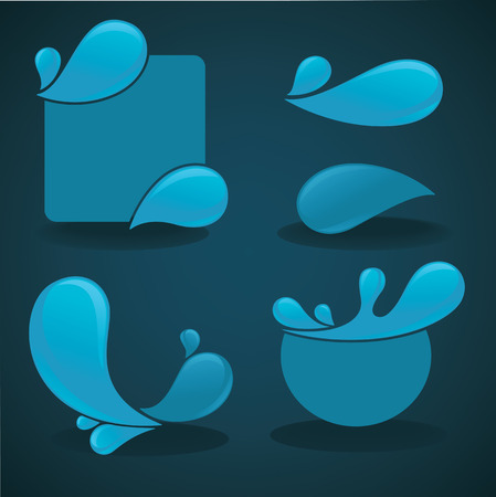 vector collection of water stickers and symbols for your text on dark backgroundのイラスト素材