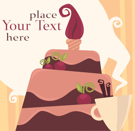 birthday cakes, candle and speech bubblesのイラスト素材