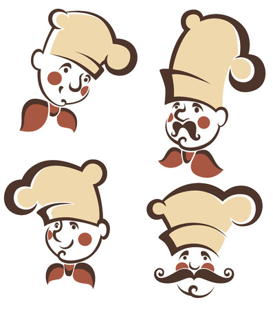chef silhouettes, vector collection emblems for your menuのイラスト素材