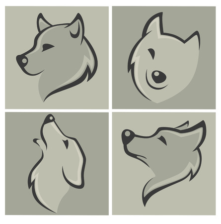 vector collection of wolf images and iconsのイラスト素材