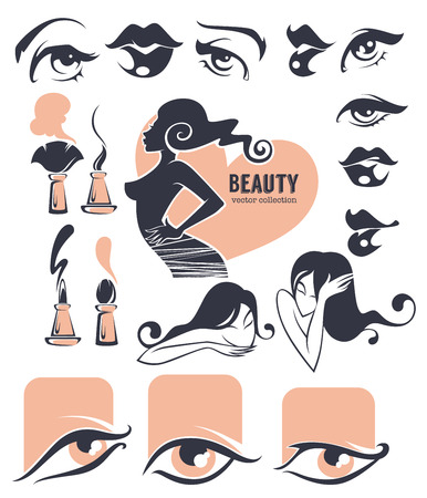 beauty and makeup collectionのイラスト素材