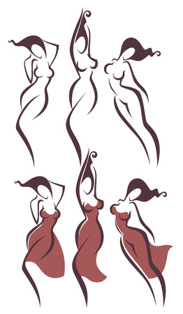 vector collection of girls and dressesのイラスト素材