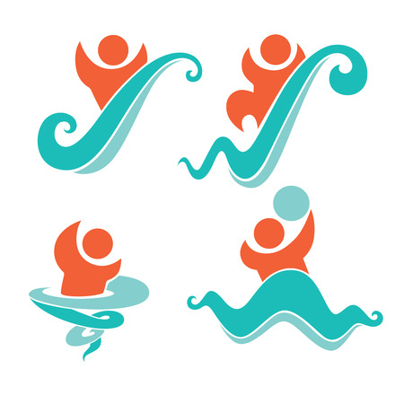 vector collection of aqua park and swimming symbolsのイラスト素材