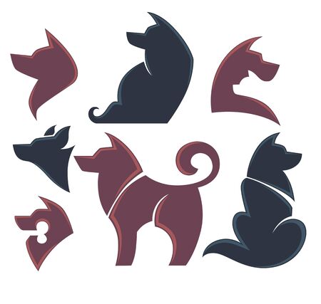 my favorite pet, vector collection of dogs symbolsのイラスト素材