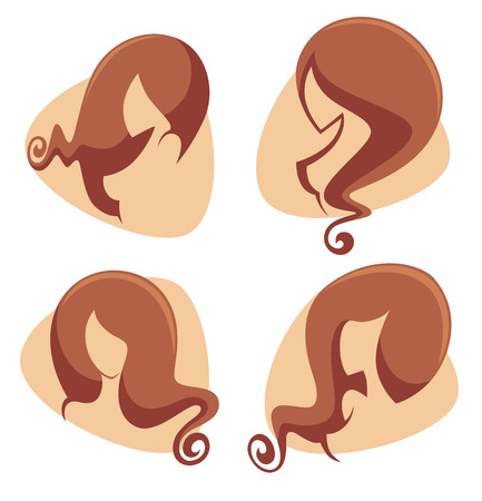 girls silhouettes with reach hairのイラスト素材