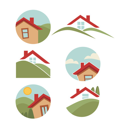 my little home, vector collection of property symbolsのイラスト素材