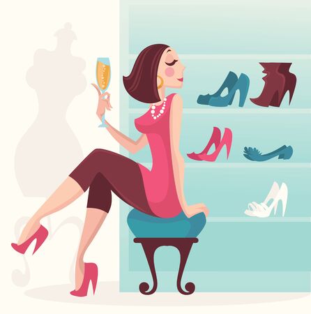 luxury shopping, vector illustrationのイラスト素材