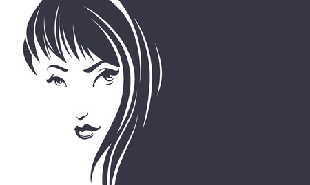 lovely beauty, vector image of girl face with place for your textのイラスト素材