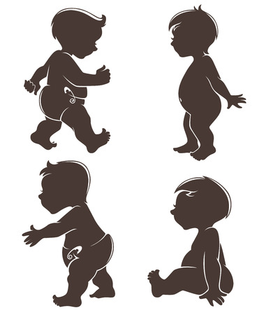 vector collection of baby silhouettesのイラスト素材