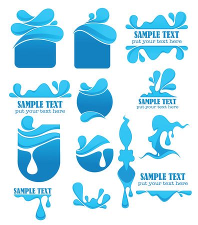 water emblems, stickers and symbols for your textのイラスト素材