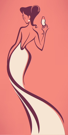 vector greeting card with image of romantic brideのイラスト素材