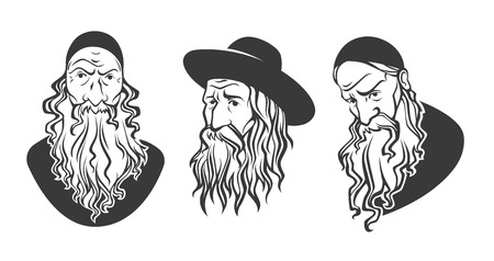 old jewish man, vector portraits collectionのイラスト素材