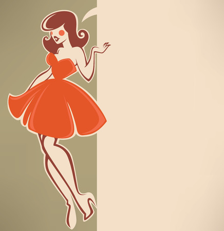 retro gerl background with speech bubbleのイラスト素材