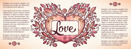 watercolor love banner in doodle styleのイラスト素材