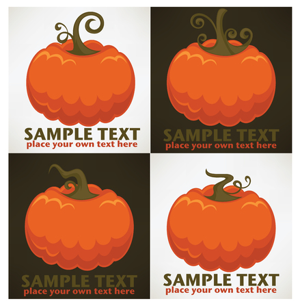 large autumn pumpkins, vector tags collectionのイラスト素材