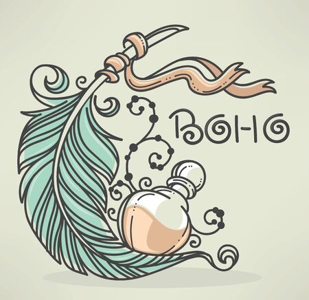 Boho chic, hand drawn backgroundのイラスト素材