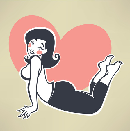 plus size yoga, vector girl doing workoutのイラスト素材