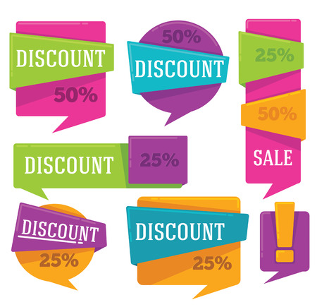 vector collection of bright discount banners and stickersのイラスト素材