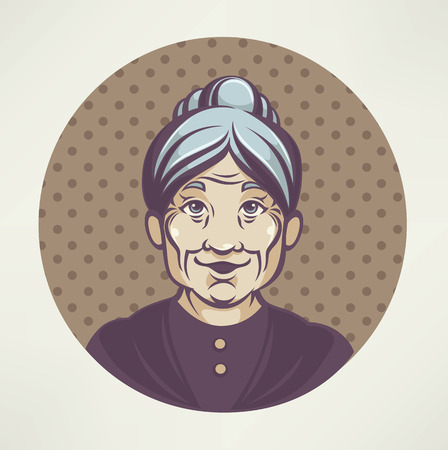 vector portrait of lovely grandmotherのイラスト素材