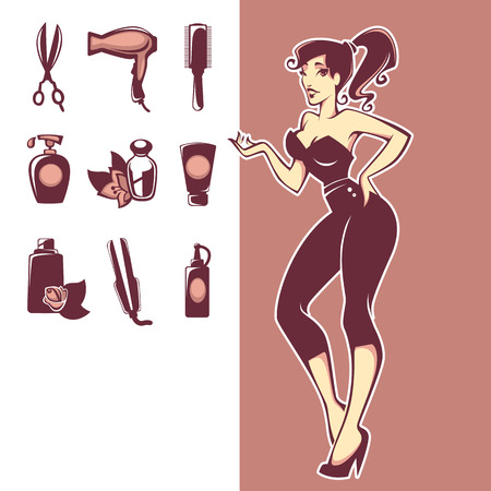 vector collection of hairdresser's amd spa salon equipmentのイラスト素材