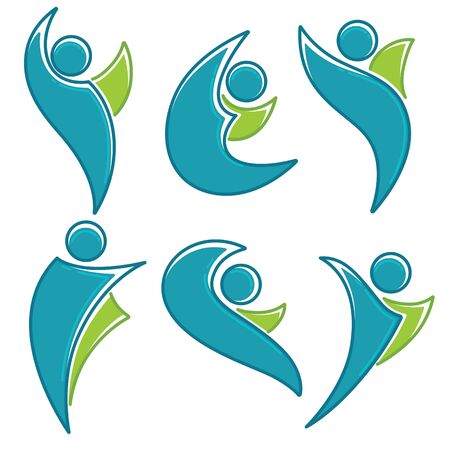abstract sportive people symbols, emblems, vector collectionのイラスト素材