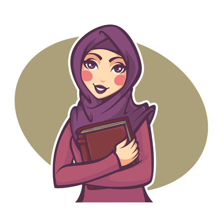 beautiful arabian student, vector illustrationのイラスト素材