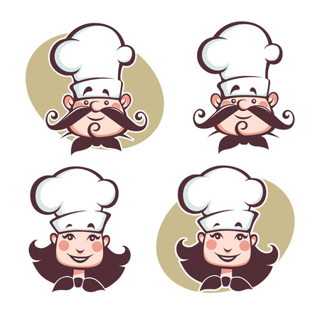 man and woman happy chefのイラスト素材